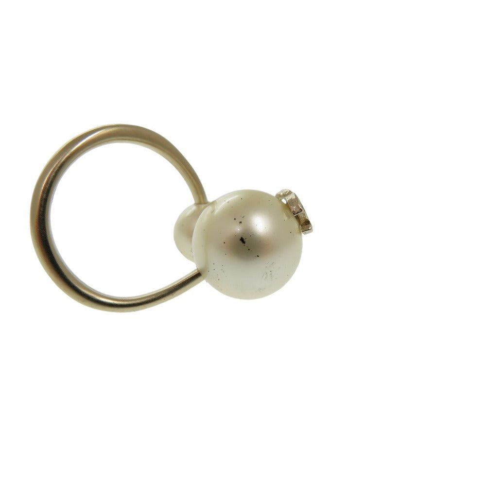 CHANEL Ring Metal, Faux Pearl gold COCO Mark Women