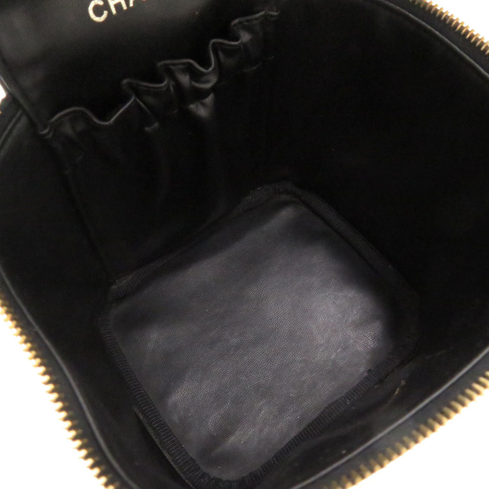 CHANEL Handbag Caviar skin black COCO Mark Vertical vanity bag Women