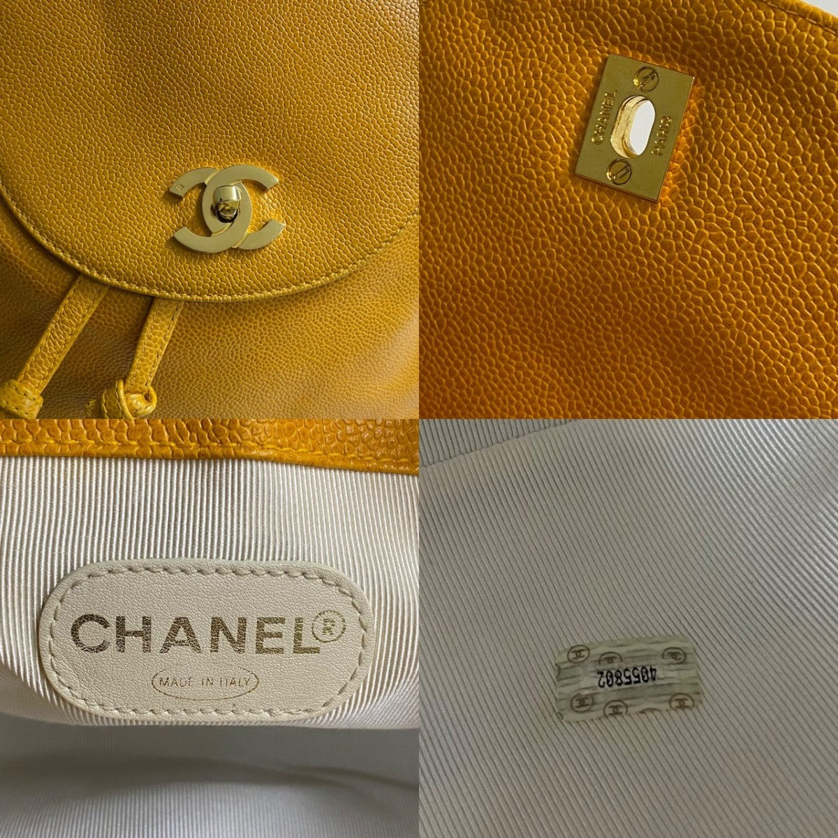CHANEL Backpack Matt caviar skin yellow Trip Luco co Women