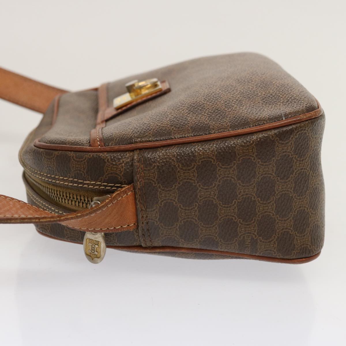 Luxury CELINE Macadam Canvas Shoulder Bag PVC Brown 70317