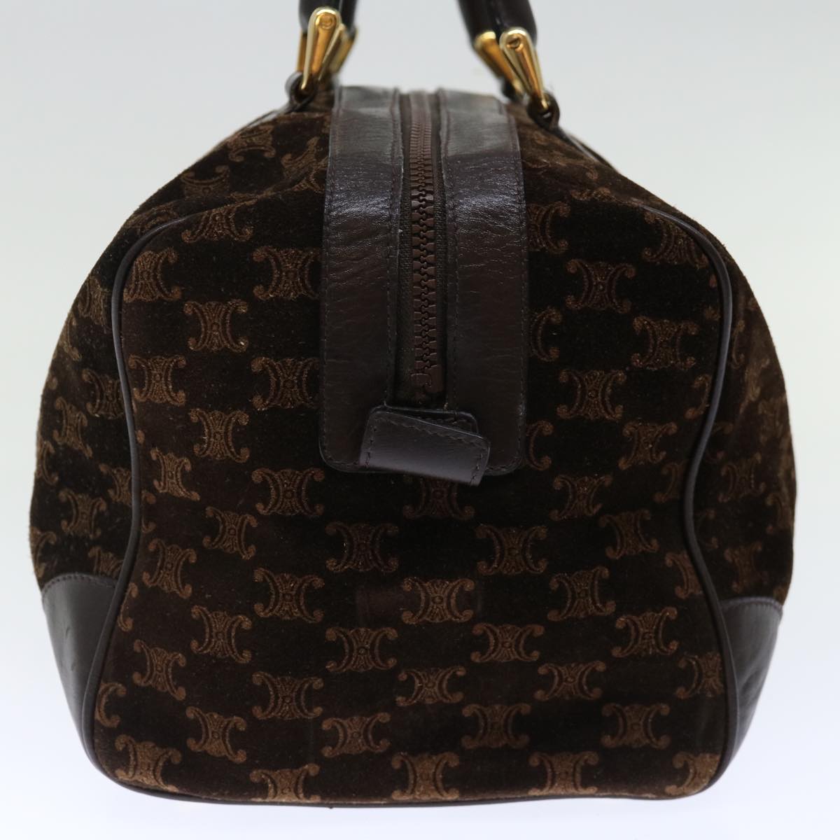 Luxury CELINE Macadam Canvas Boston Bag Brown 72454