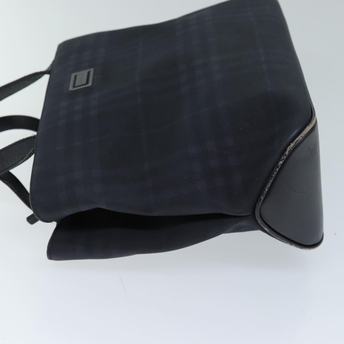 Luxury Burberry Nova Check Hand Bag Nylon Black Auth 73147