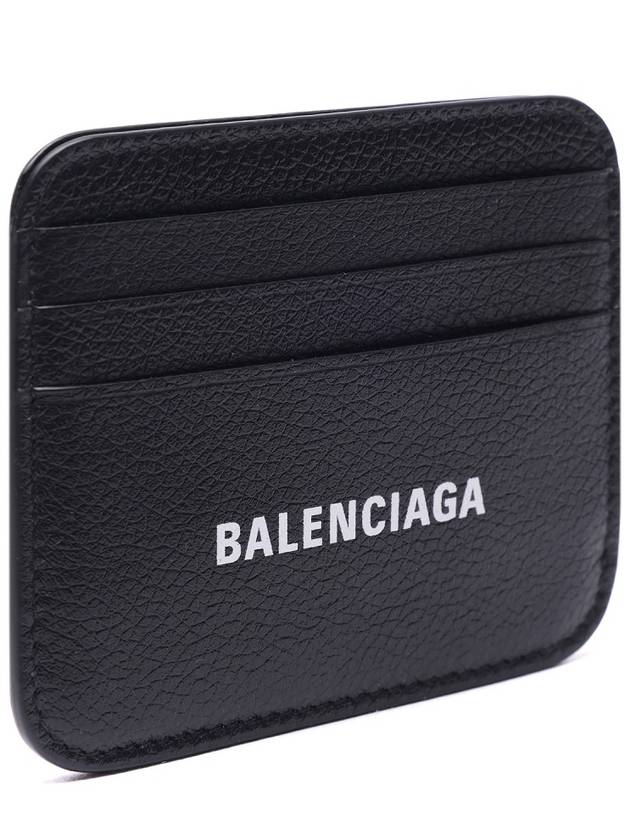 Luxury Balenciaga Trending 2025 White Logo 3-Fold Card Wallet Black