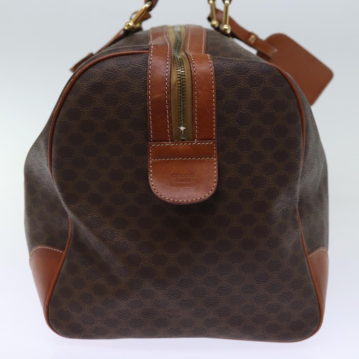 Luxury CELINE Macadam Canvas Boston Bag PVC Brown 73452