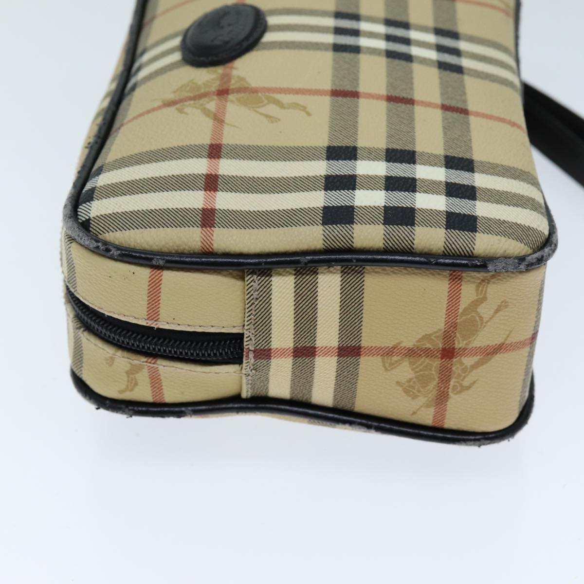 Luxury BurberrySs Nova Check Clutch Bag PVC Beige Auth 73528