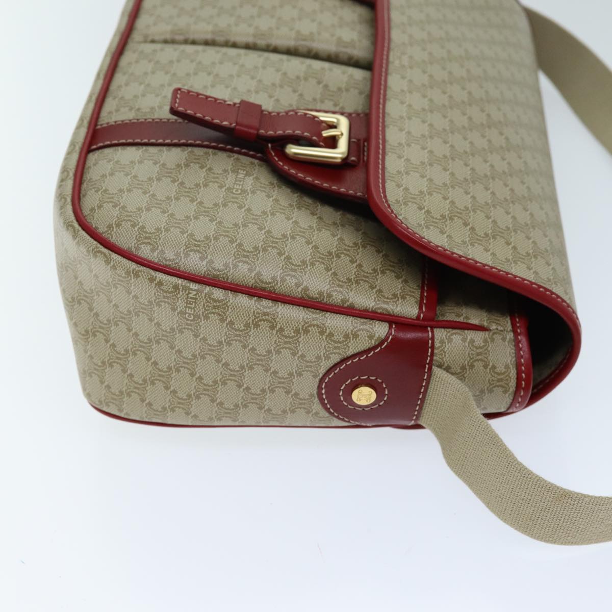Luxury CELINE Macadam Canvas Shoulder Bag Beige 73585