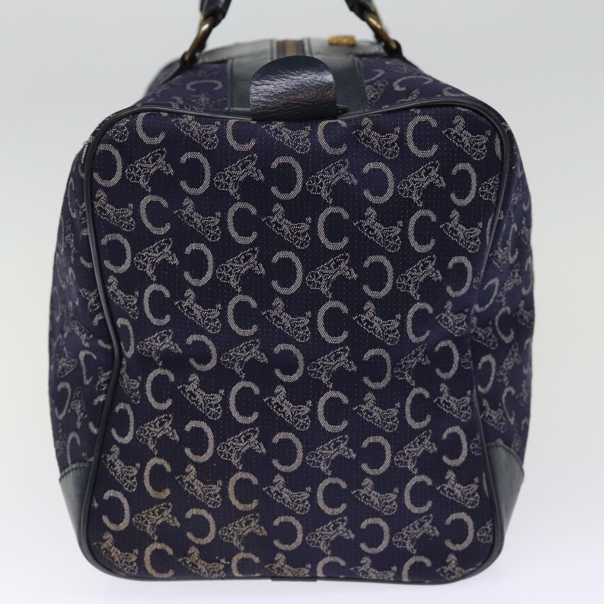 Luxury CELINE C Macadam Canvas Boston Bag Navy 74992