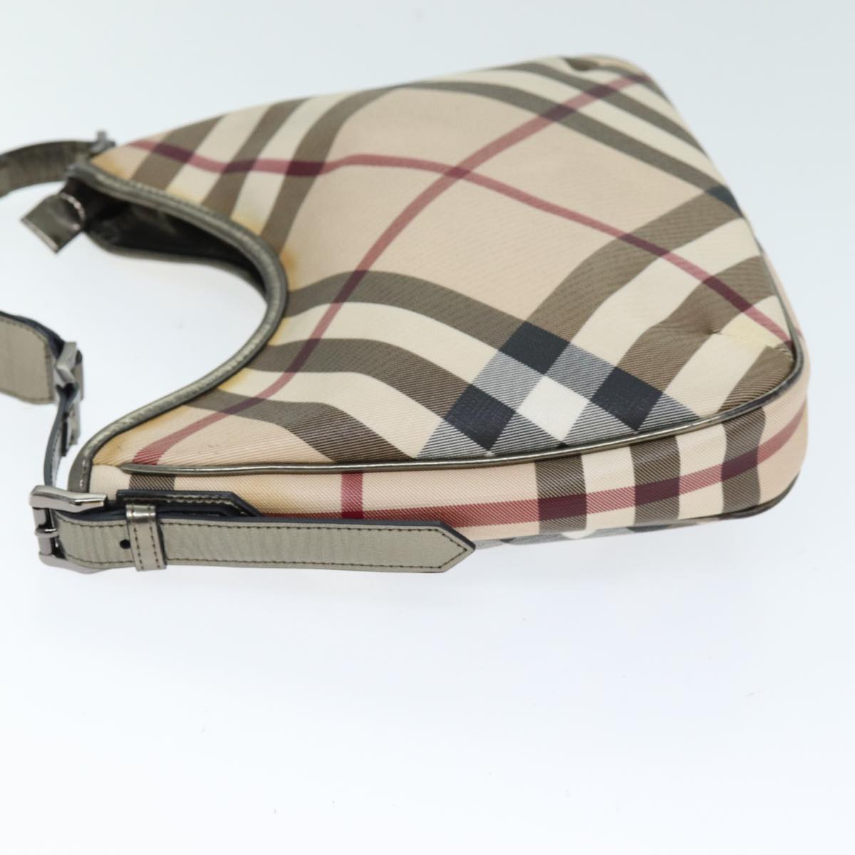 Luxury Burberry Nova Check Shoulder Bag Coated Canvas Beige Auth 75141