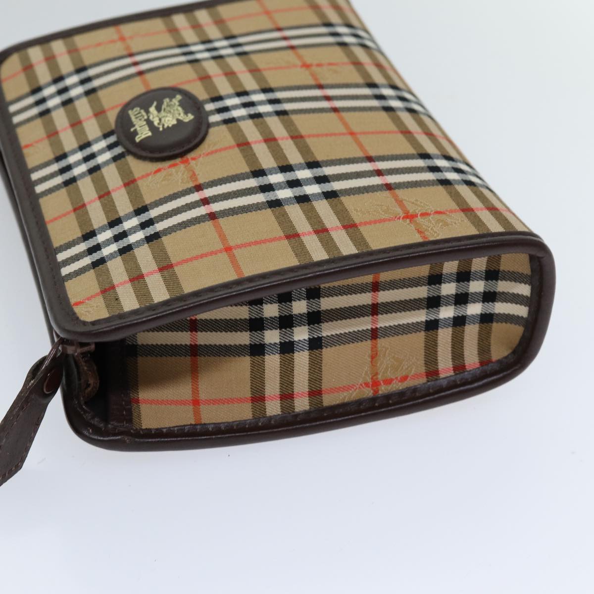 Luxury BurberrySs Nova Check Clutch Bag Canvas Beige Auth 75441