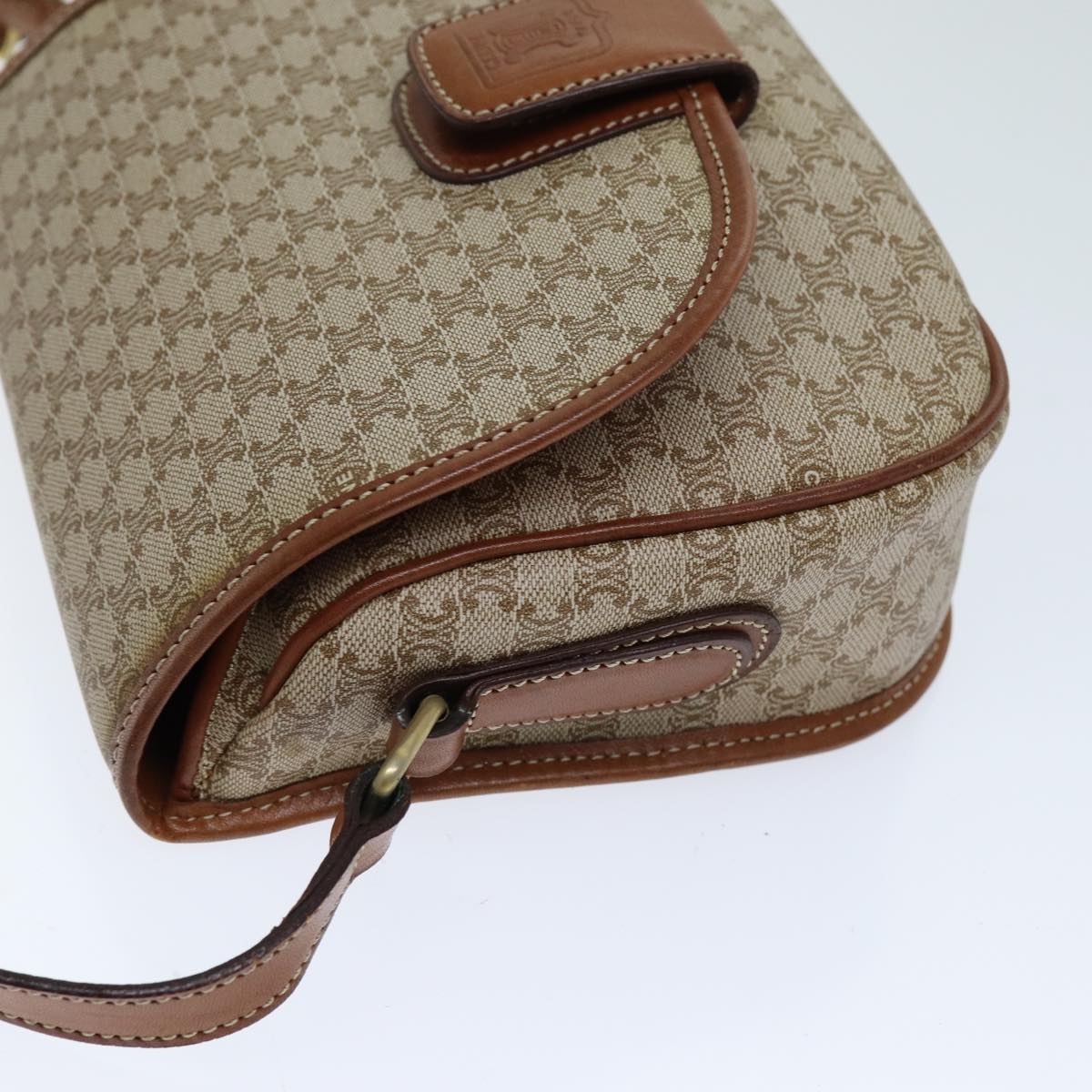 Luxury CELINE Macadam Canvas Shoulder Bag Beige 75626