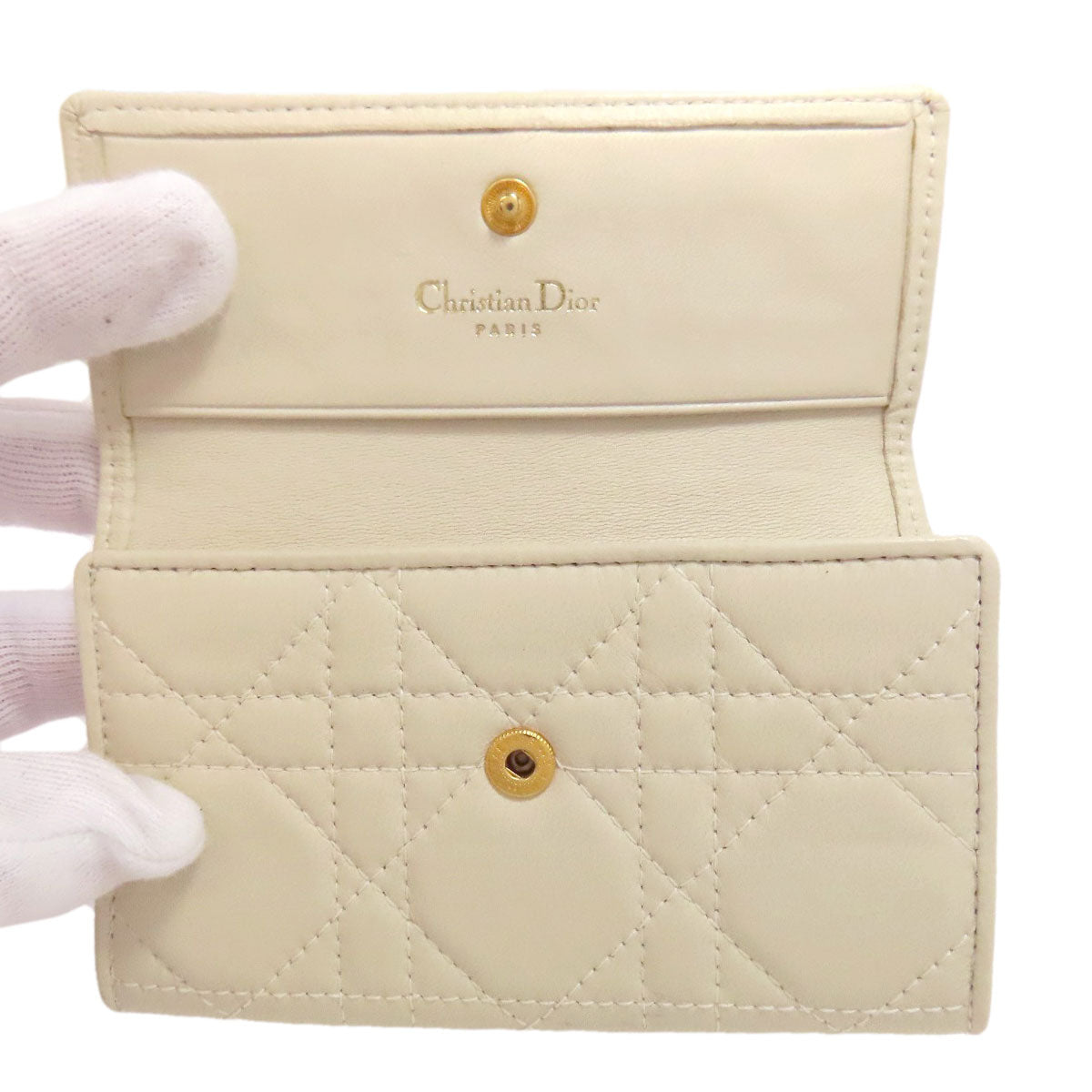 Christian Dior Key case Key holder Calfskin white Canage
