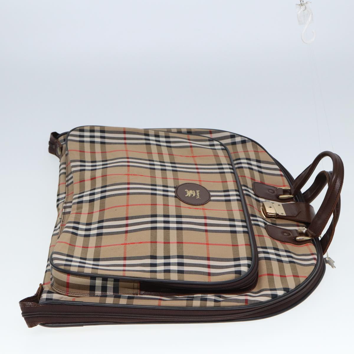 Luxury BurberrySs Nova Check Garment Cover Canvas Beige Brown Auth 75841