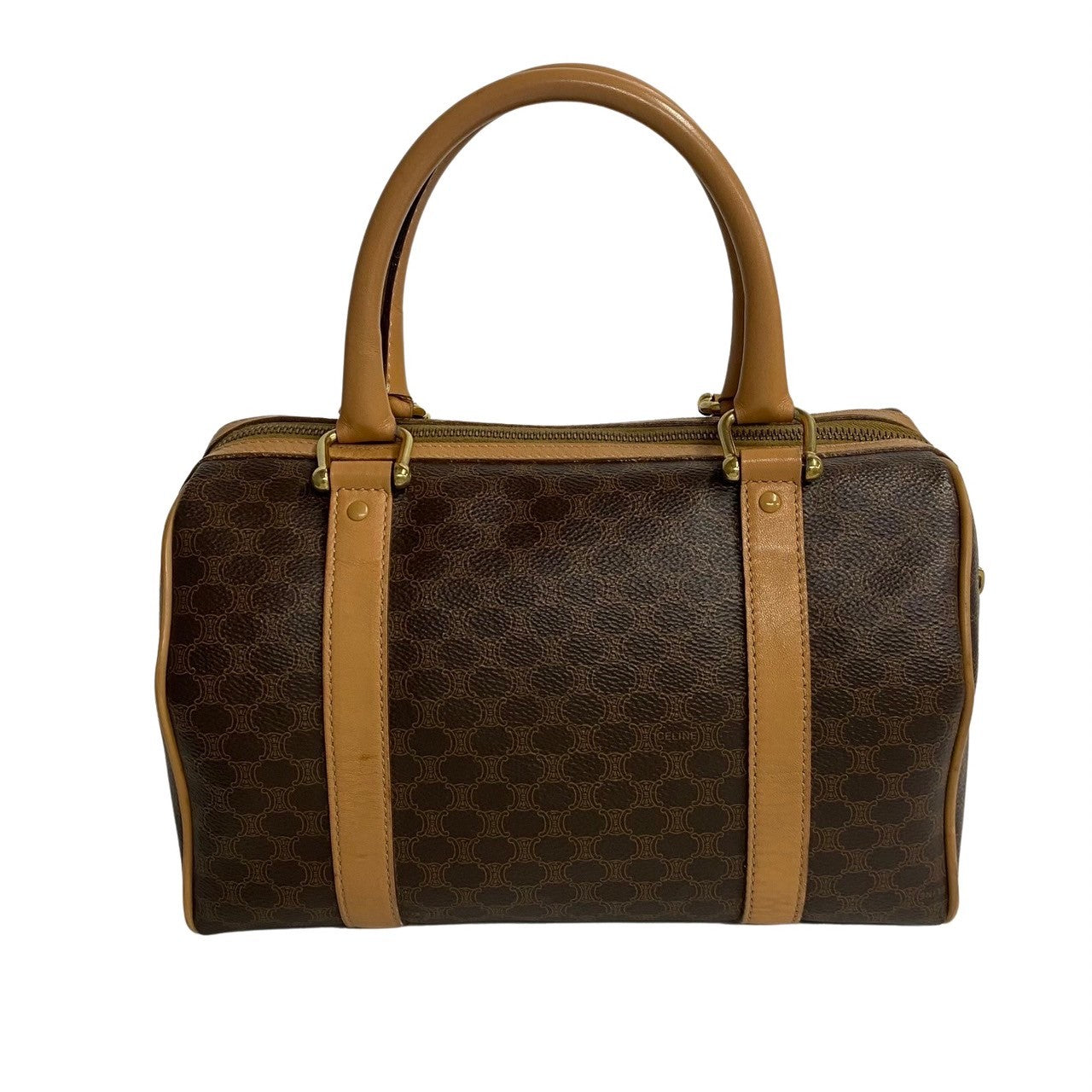 CELINE Handbag Leather, PVC Brown Macadam Blason Triomphe Pattern Women(Unisex)