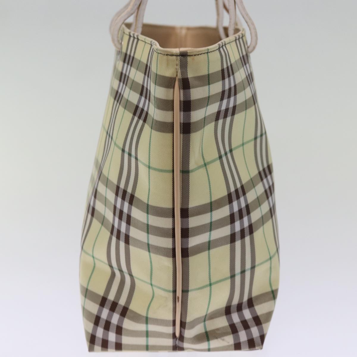 Luxury Burberry Nova Check Tote Bag Nylon Beige Auth 76851