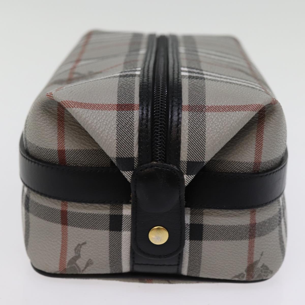 Luxury BurberrySs Nova Check Clutch Bag PVC Gray Auth 77007