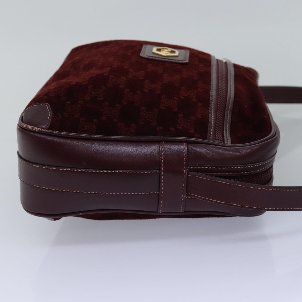 Luxury CELINE Macadam Canvas Shoulder Bag Bordeaux 77323