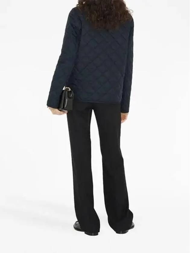 Luxury Burberry Corduroy Collar Quilted Jacket Dark Blue