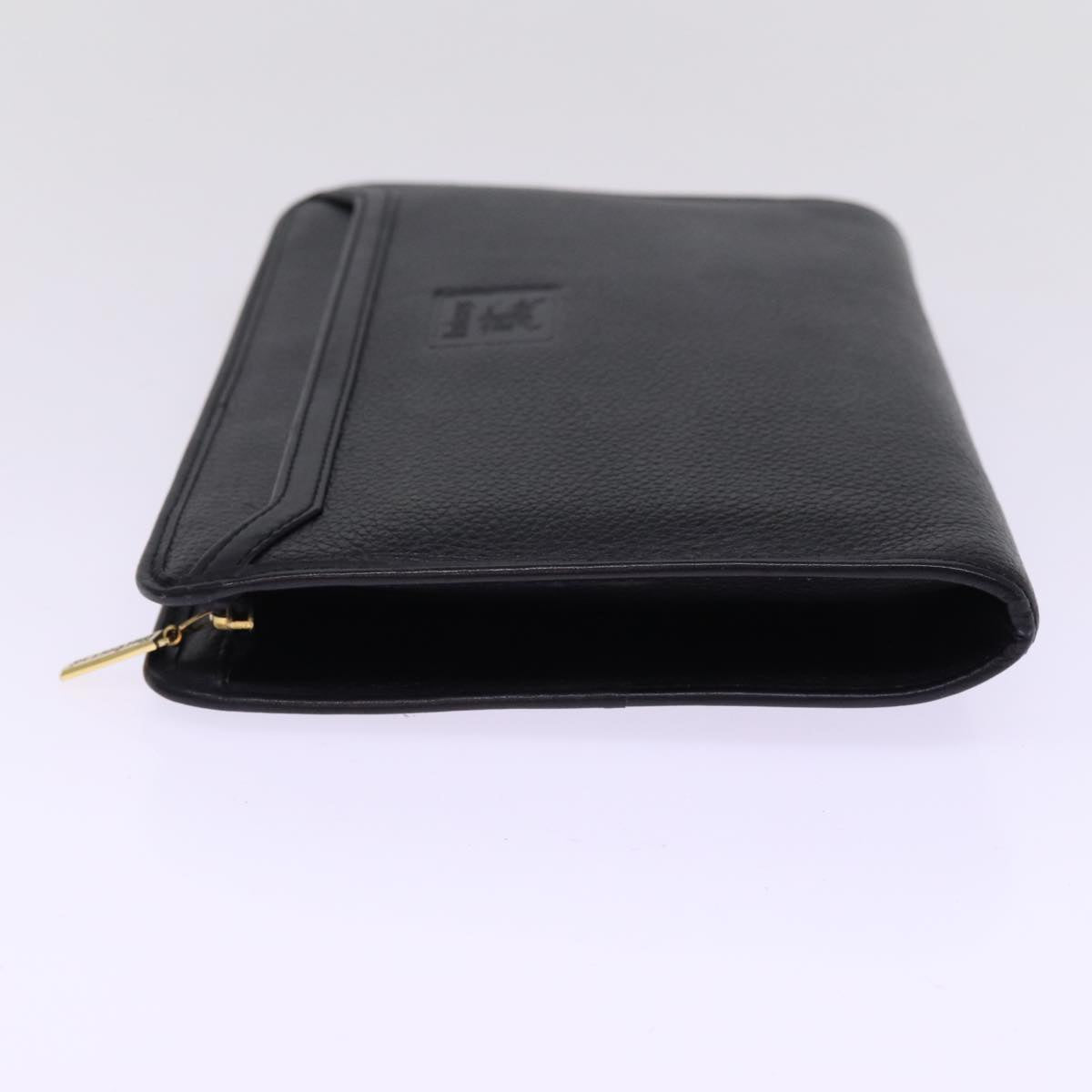 Luxury BurberrySs Clutch Bag Leather Black Auth 78604