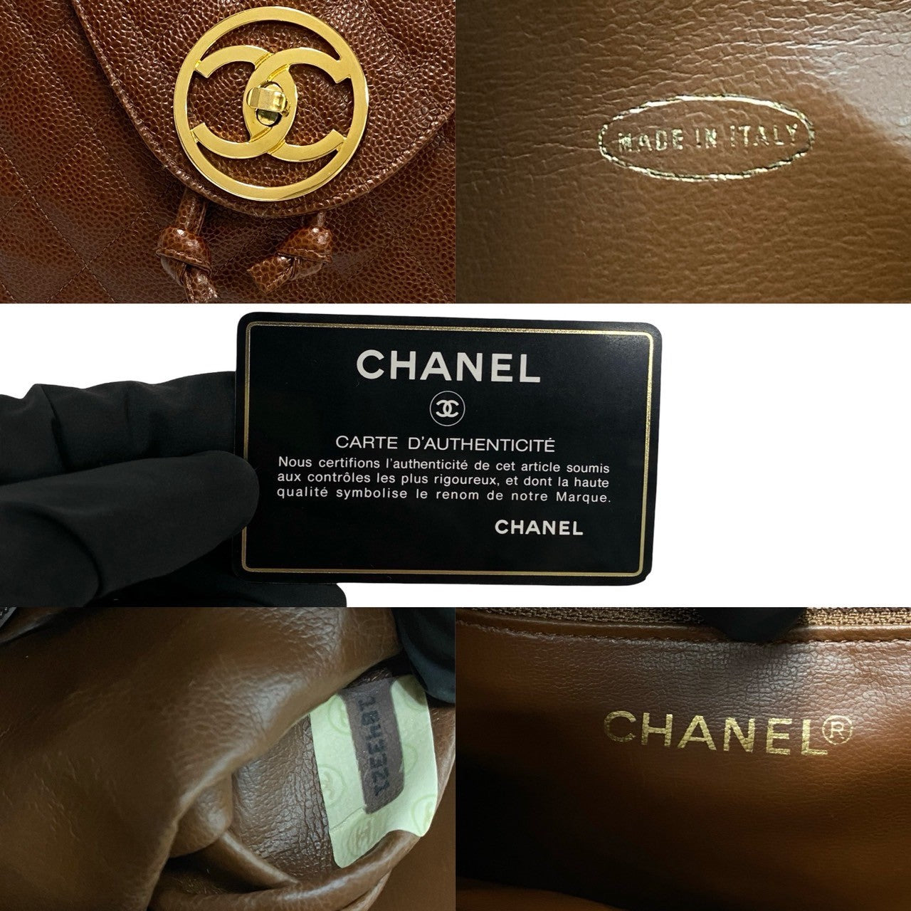 CHANEL Backpack Matt caviar skin Brown COCO Mark Matrasse Women