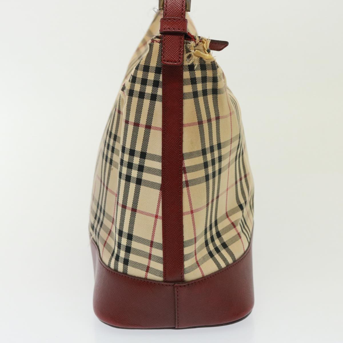 Luxury Burberry Nova Check Shoulder Bag Canvas Beige Auth 79107