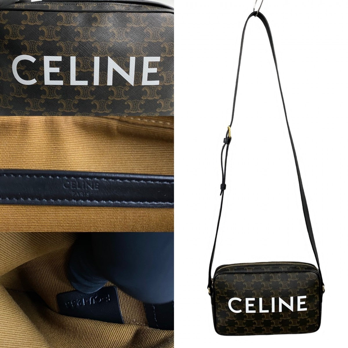 CELINE Shoulder Bag Leather, PVC Brown Triomphe Messenger Medium Women