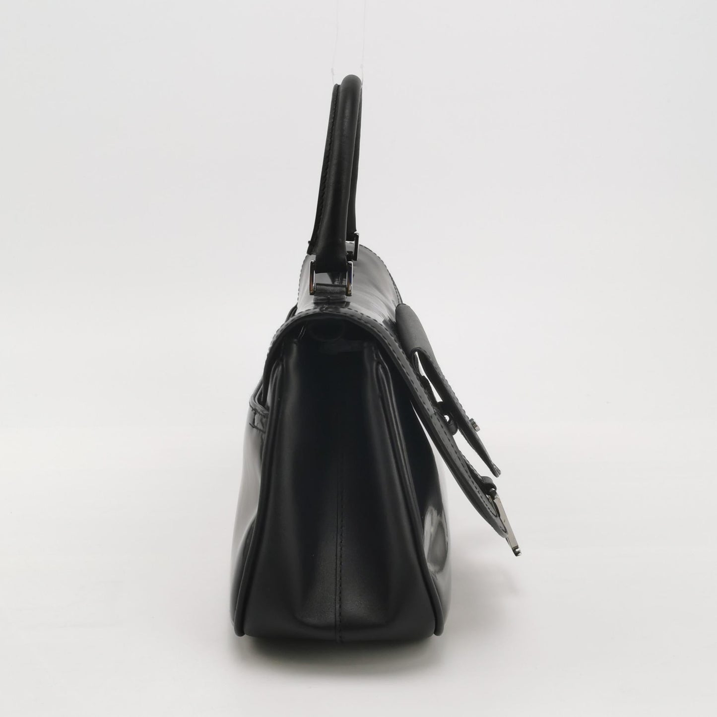 Dior Top Handle Saddle Bag Black Smooth Shiny Calfskin Leather