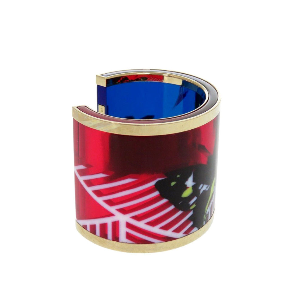 Christian Dior Bangle plastic Red Bracelet Skeleton Butterfly D-Jungle Pop Women
