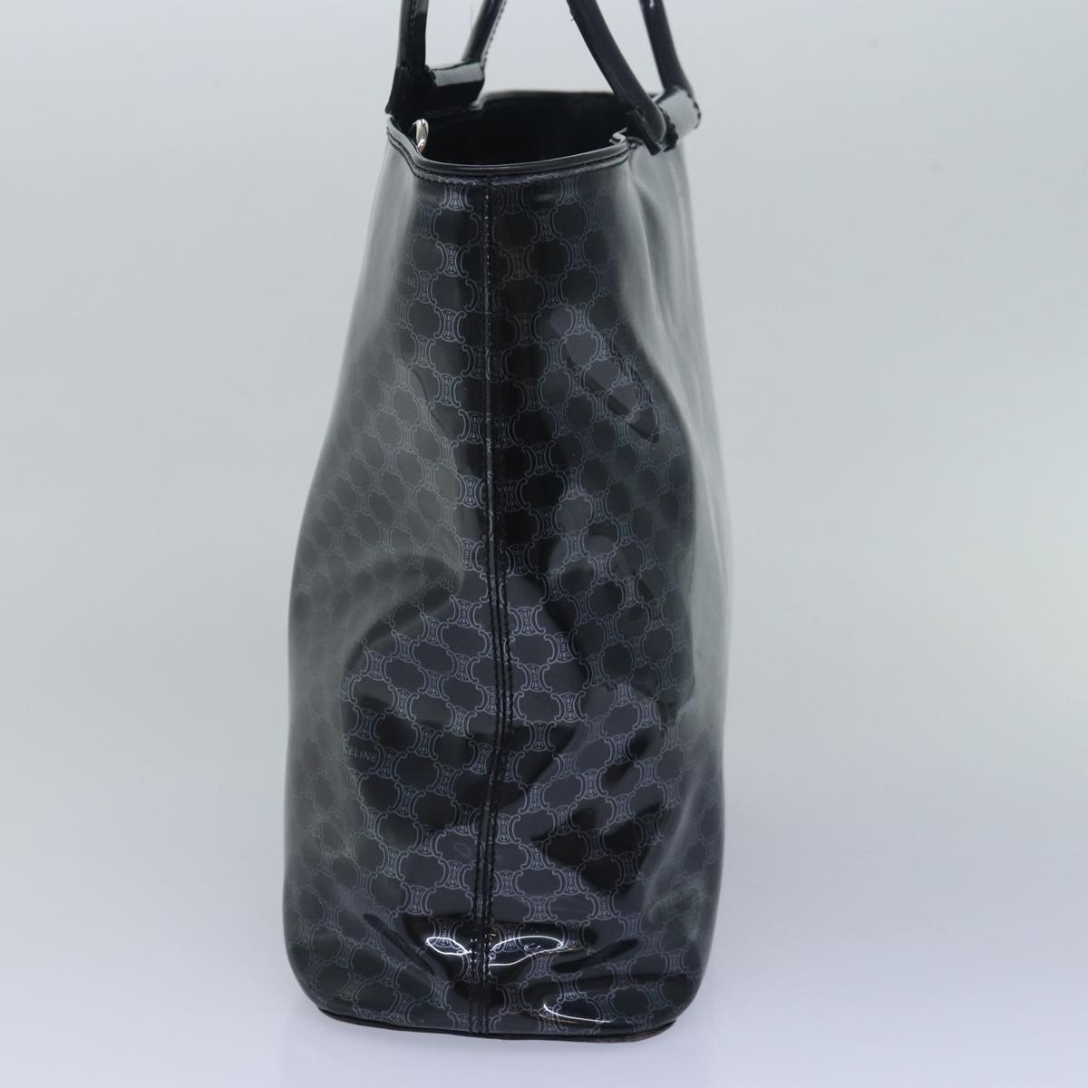 Luxury CELINE Macadam Canvas Hand Bag Enamel Black 80085