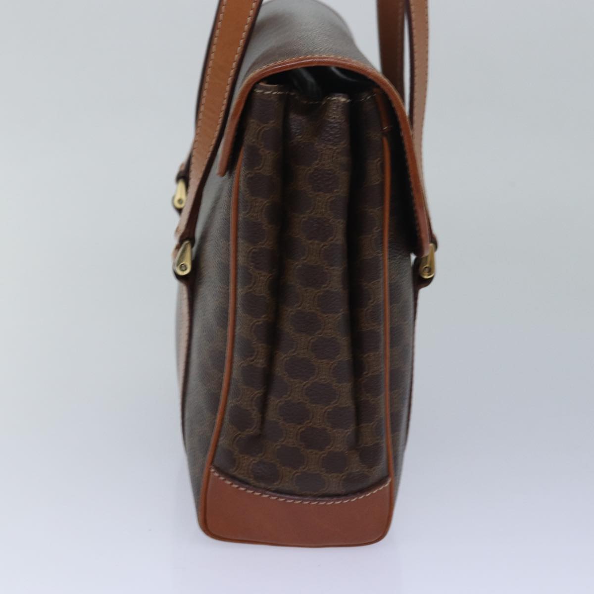 Luxury CELINE Macadam Canvas Shoulder Bag PVC Leather Brown 80995