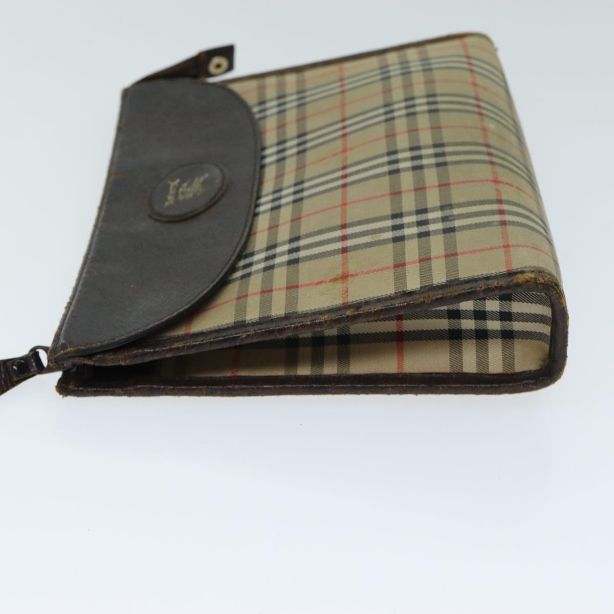 Luxury BurberrySs Nova Check Clutch Bag Canvas Beige Auth 81657