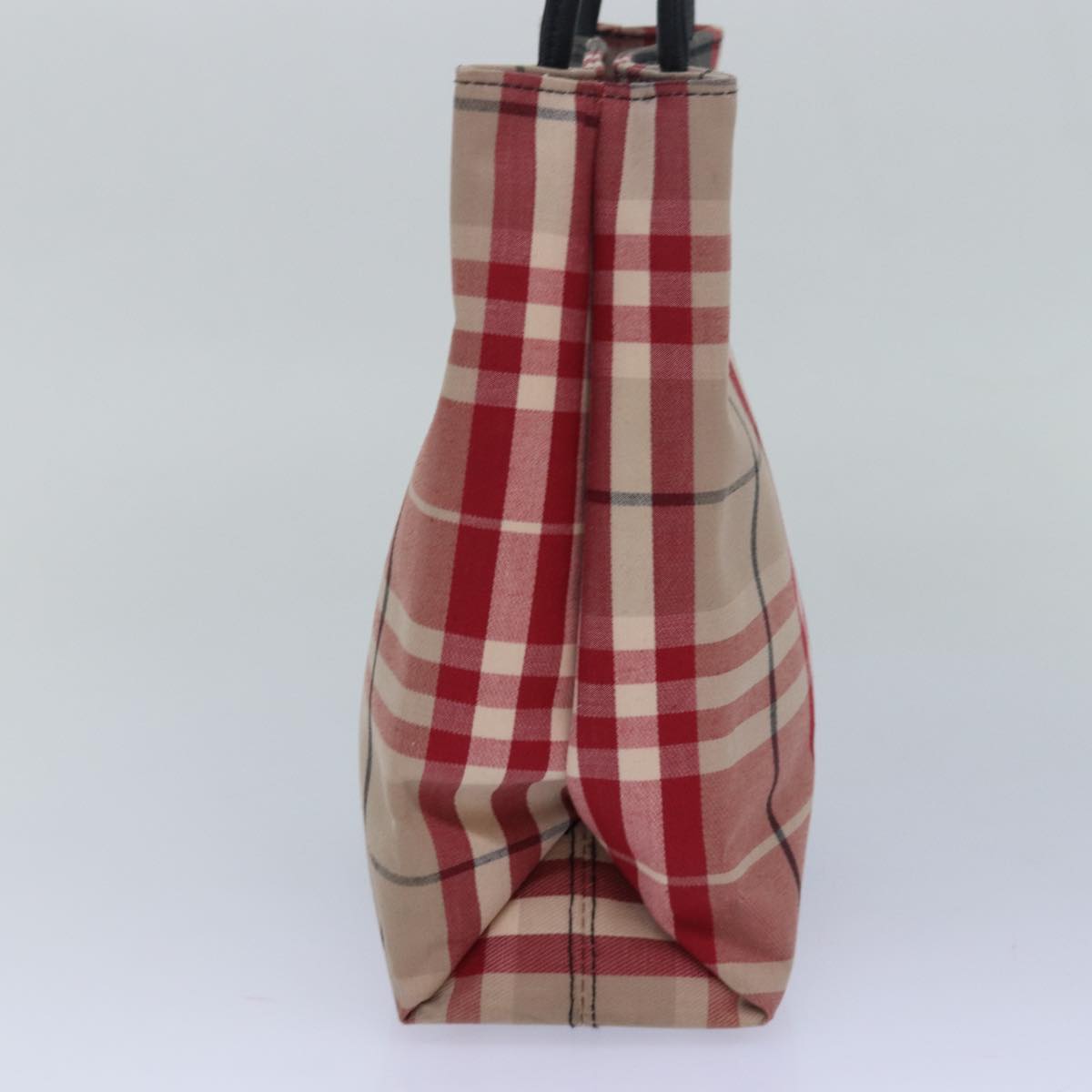 Luxury Burberry Nova Check Hand Bag Canvas Red Auth 81671