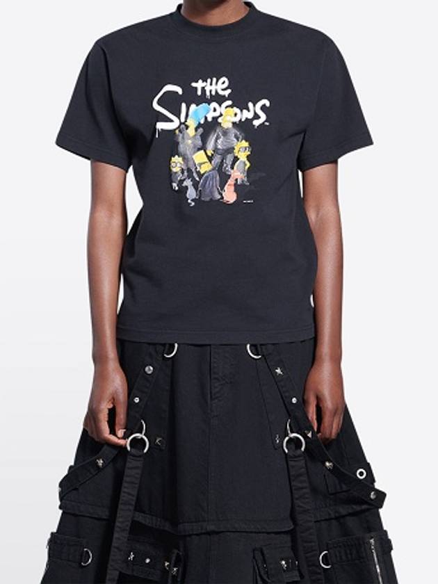 Luxury Balenciaga Trending 2025 WoMen's The Simpsons Printing Small Fit Short Sleeve T-Shirt Black