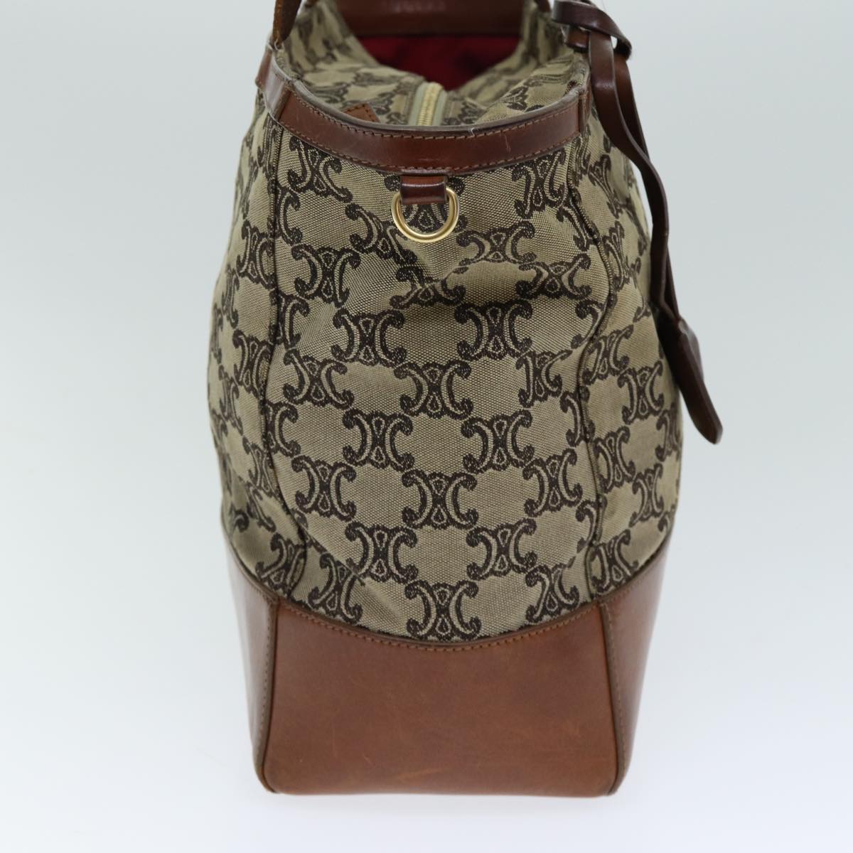 Luxury CELINE Triomphe Hand Bag Canvas Brown Auth 82167