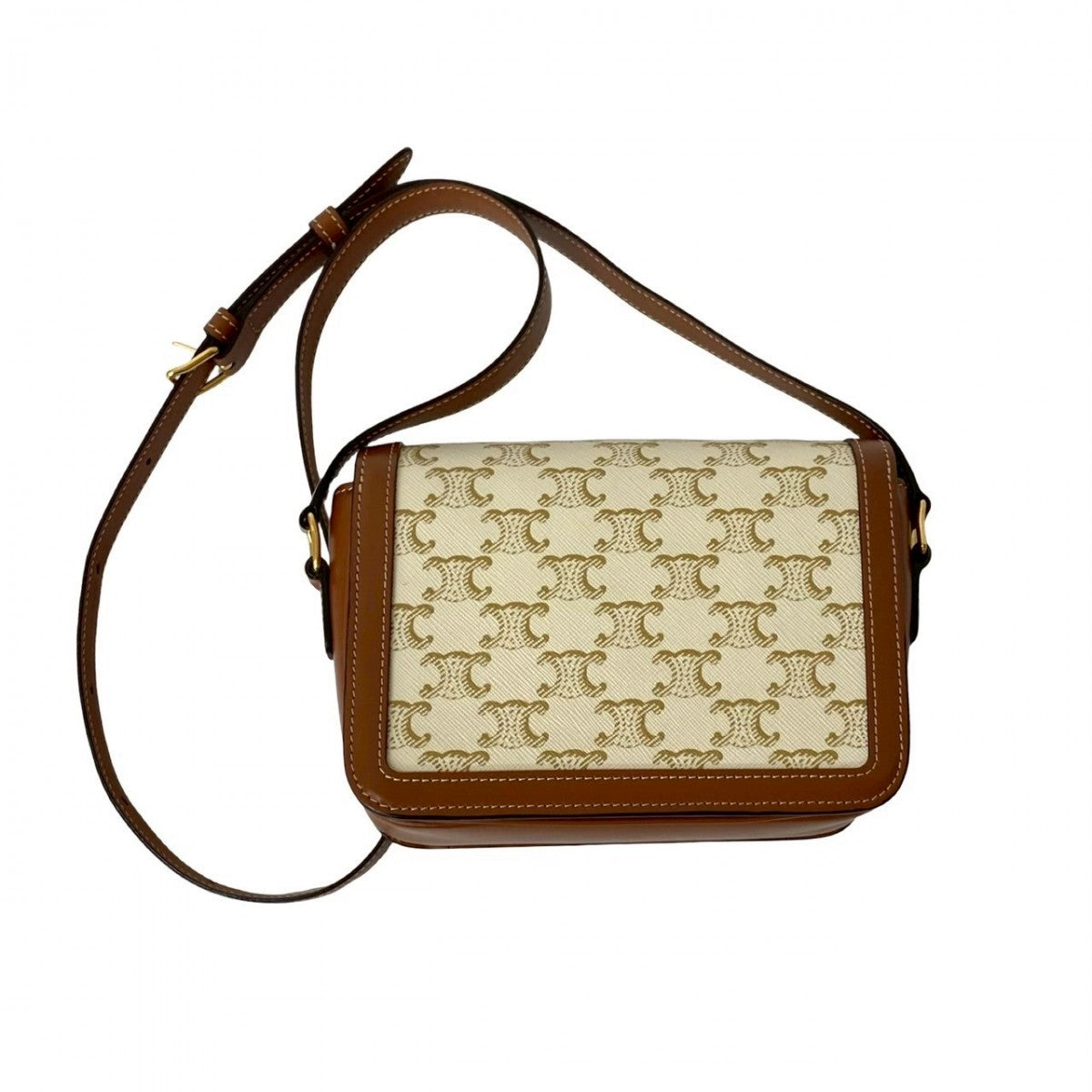 CELINE Shoulder Bag leather white Teen Triomphe