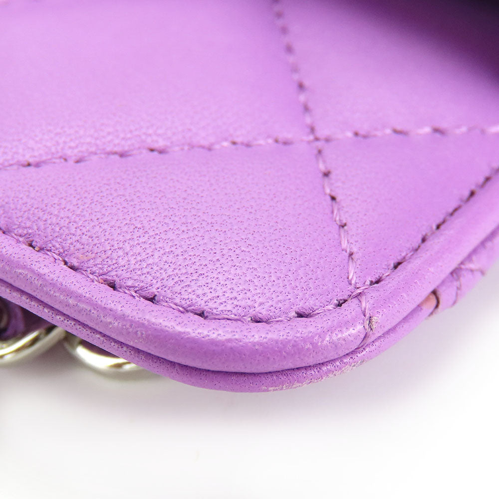 CHANEL Shoulder Bag lambskin purple Matrasse