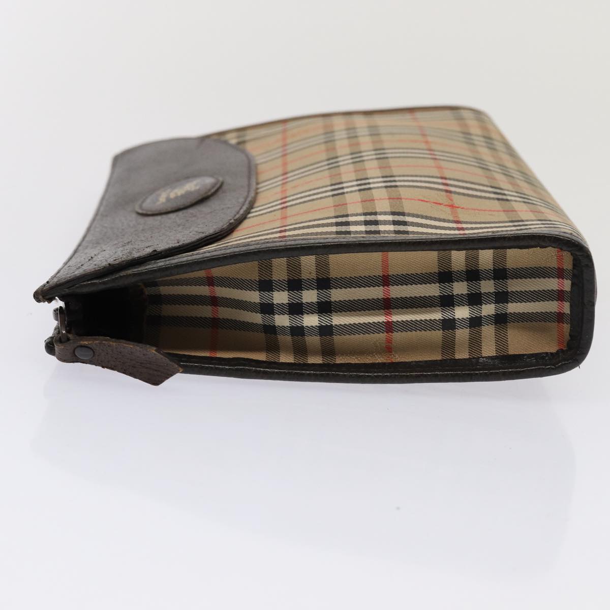 Luxury BurberrySs Nova Check Clutch Bag Canvas Beige Auth 83452