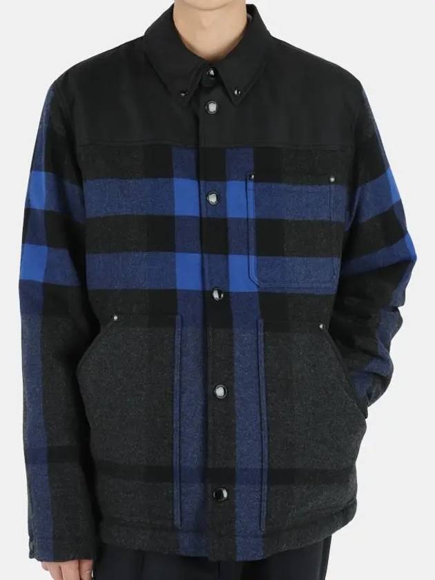 Luxury Burberry Men's Check Overfit Shirt Jacket Black Blue