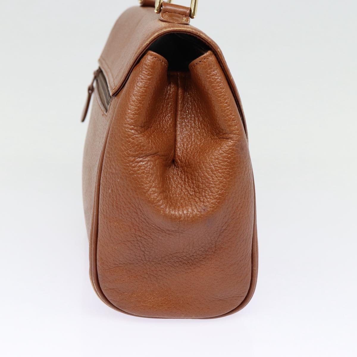 Luxury BurberrySs Hand Bag Leather Brown Silver Auth 88481