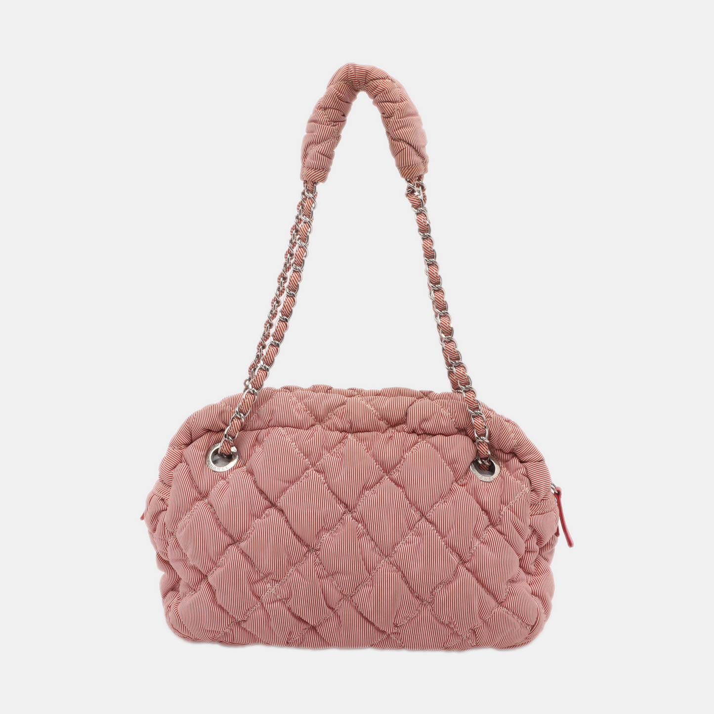 Chanel Nylon Bubble Striped Quilt Accordion Flap Bag Pink, 2009-2010