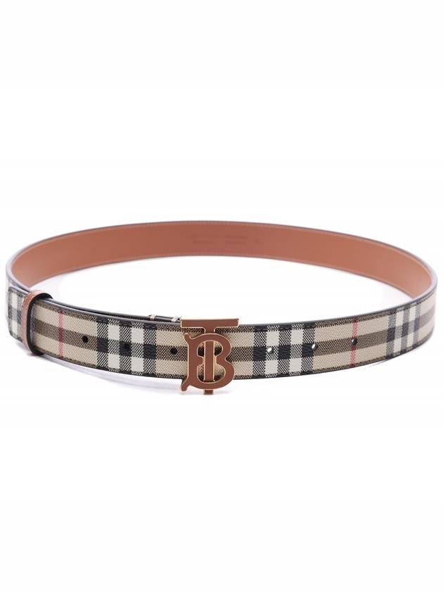 Luxury Burberry Check Monogram Decorative Leather Belt Beige
