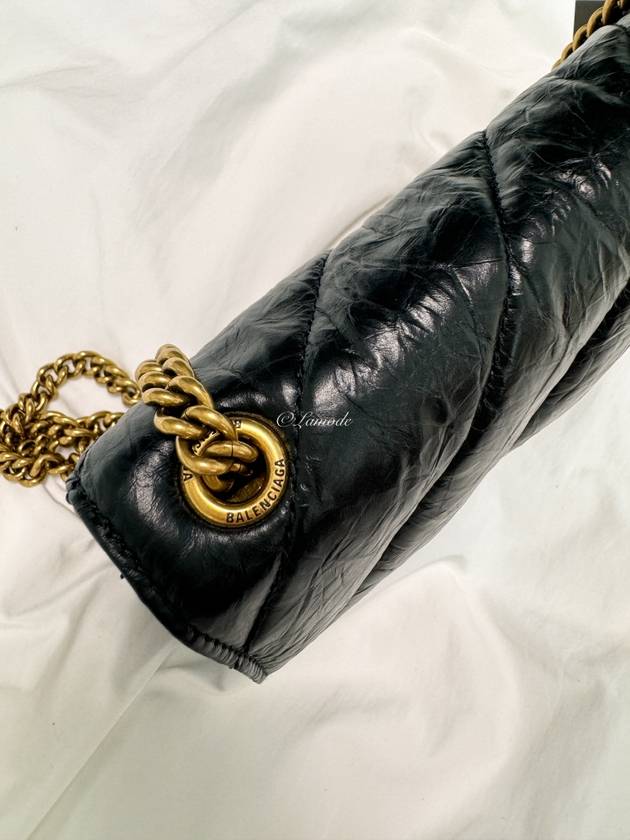 Luxury Balenciaga Trending 2025 Crush XS Chain Quilted Shoulder Bag Black