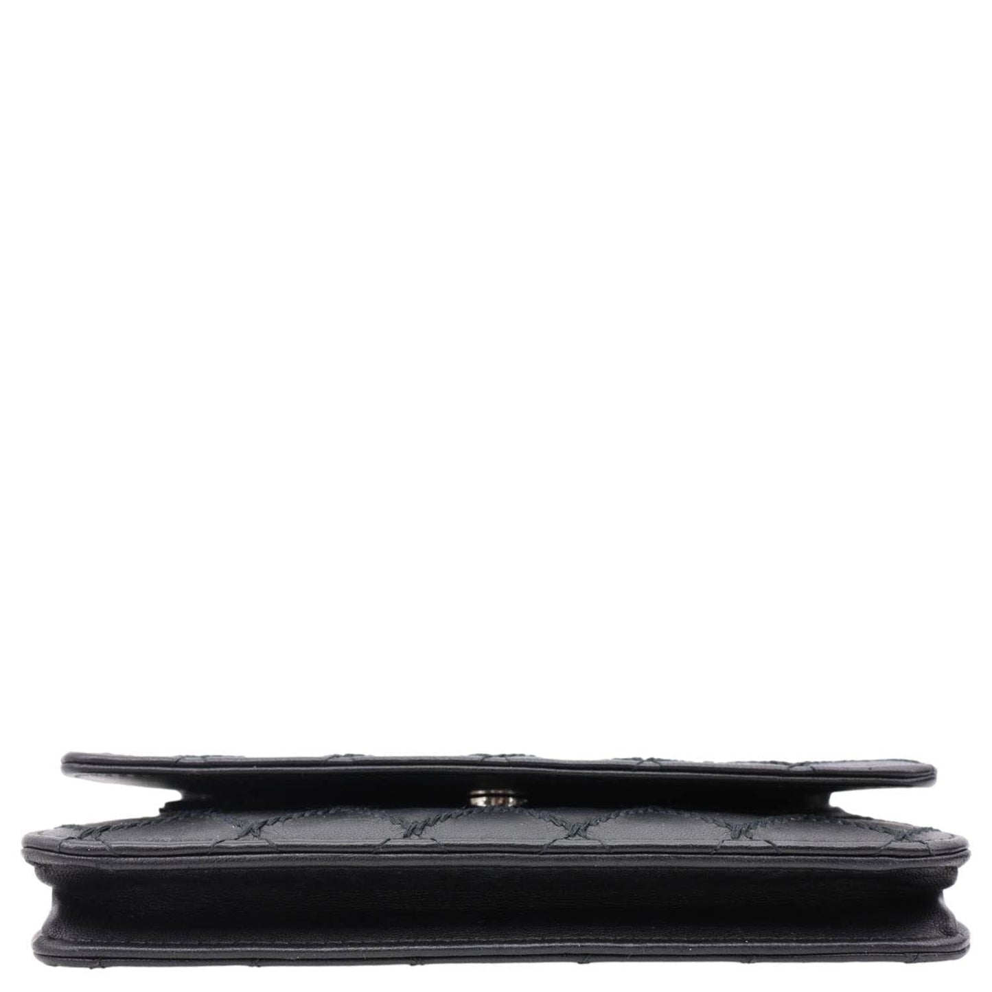 CHANEL Diamond Stitch Wallet On Chain Calfskin WOC Crossbody Bag Black