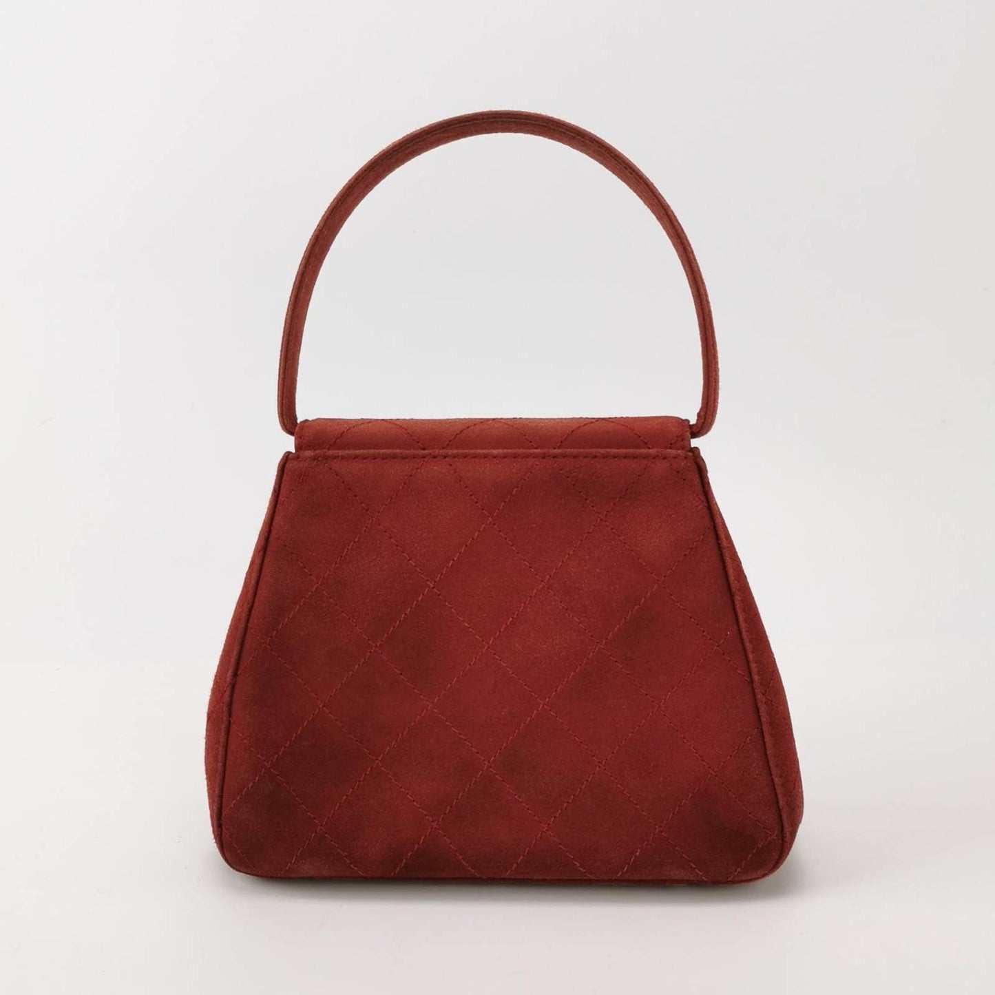 Chanel Kelly Mini 1997 -1999 Red Suede Leather Top Handle Bag