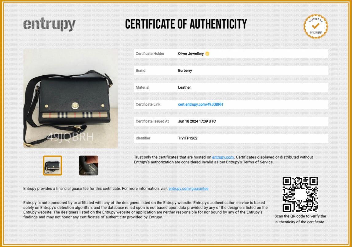 Burberry Black Calfskin Vintage Check Note Crossbody Bag