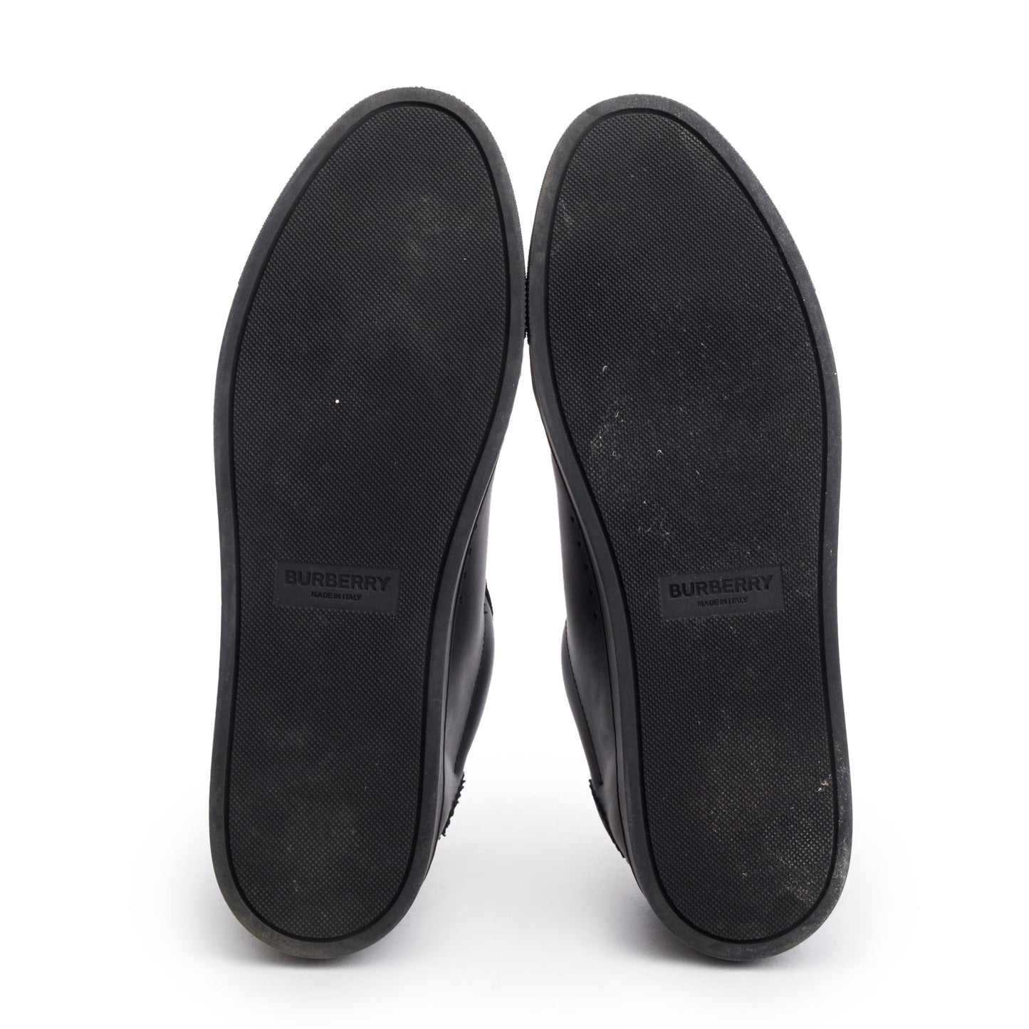 Burberry Black Leather Suede Purple Check Canvas Robin Sneakers, Size 45