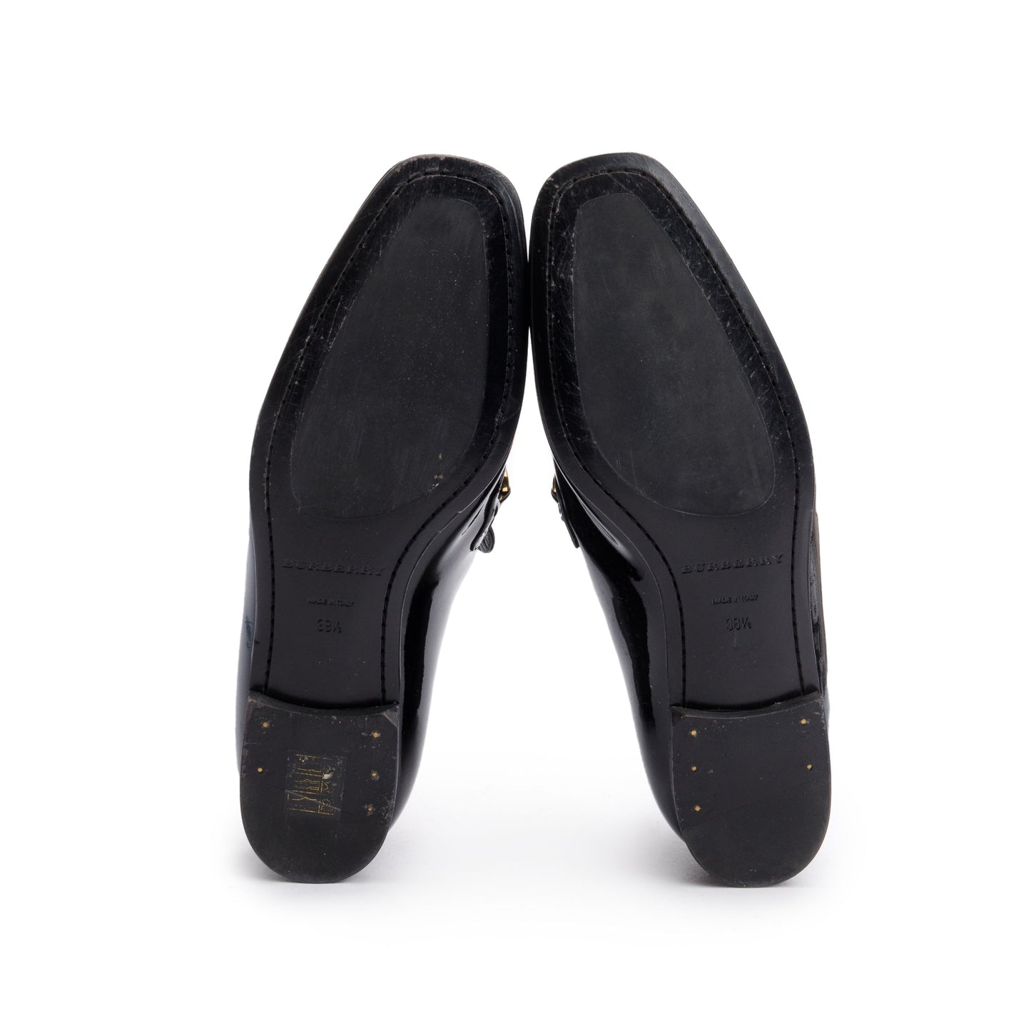 Burberry Black Patent Leather Chillcot Loafers, Size 38.5