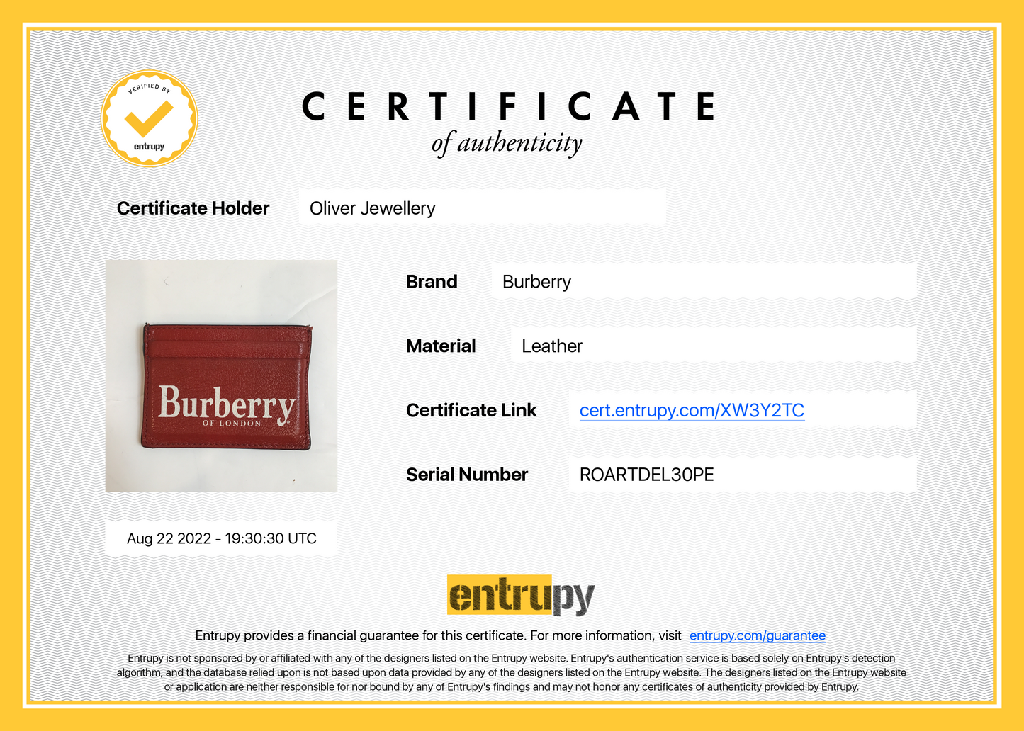 Burberry Crest Print Leather Card Case