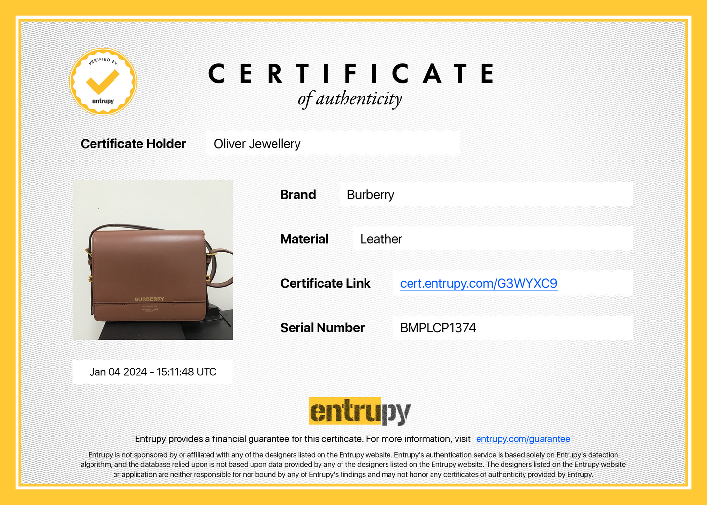 Burberry Malt Brown & Black Calfskin Leather Small Grace Bag