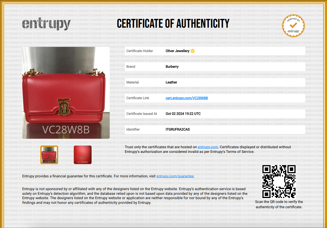Burberry Red Smooth Calfskin Leather Mini TB Chain Crossbody Bag