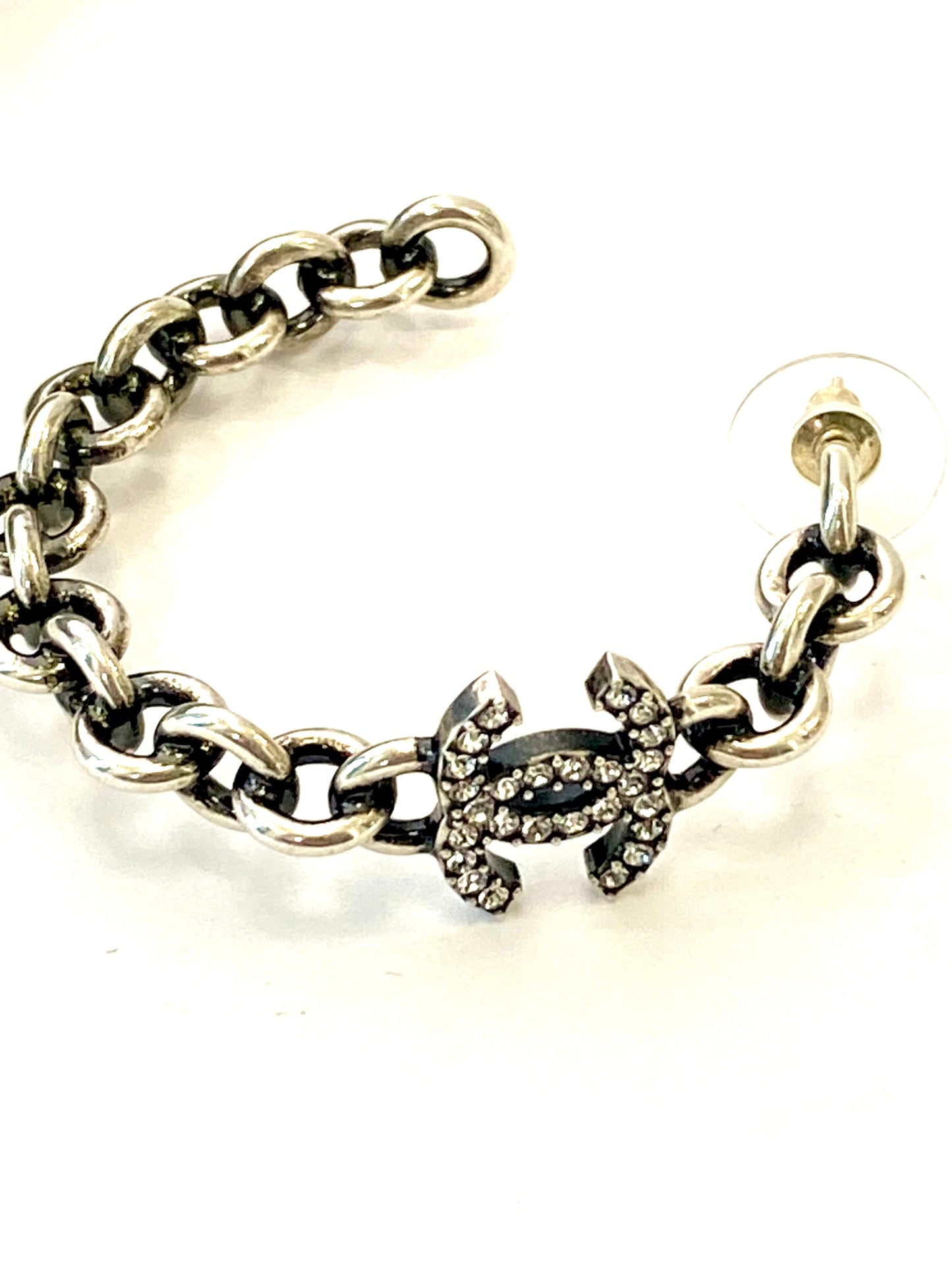 CHANEL CC CRYSTAL HOOP EARRINGS
